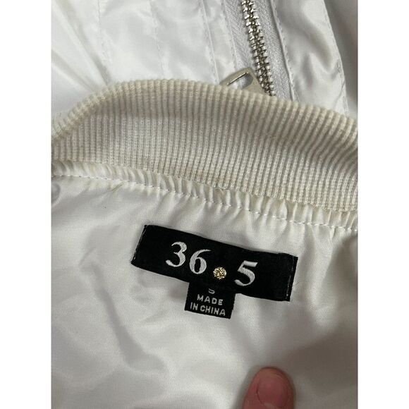 36.5 Womens Full zip up Bomber Long Sleeve Preppy Casual Jacket White Size Small - Picture 4 of 8